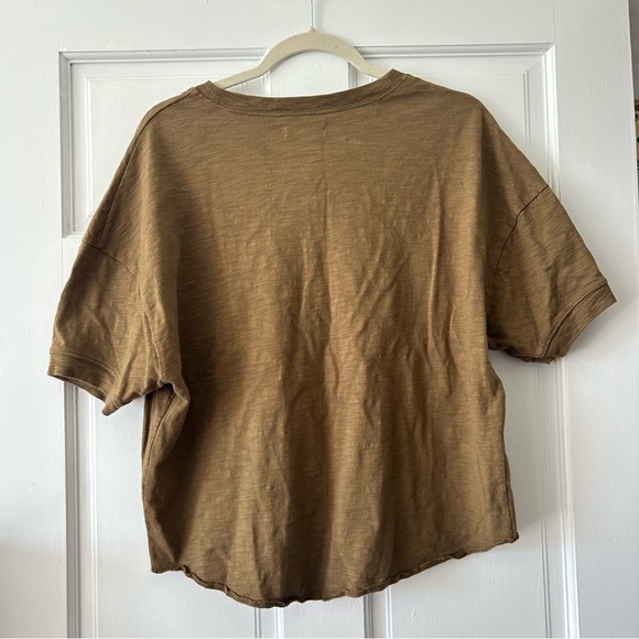 Madwell olive green henley short sleeve crop shirt - Picture 7 of 9